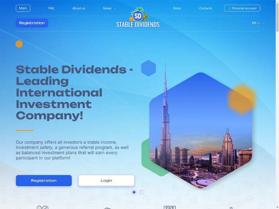 Stable Dividends - 0.8% daily for 15 days, 10 USD;