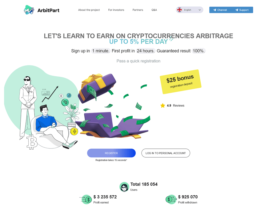 ArbitPart - up to 5% daily forever without freez funds;