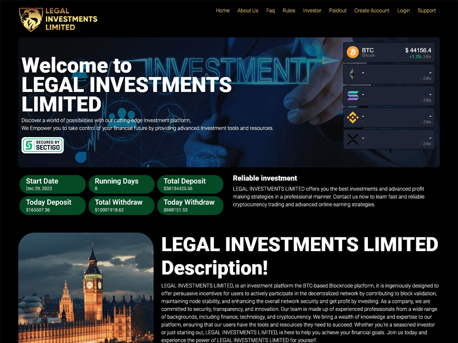Legal Investments LTD - 100.10% after 1 hour;