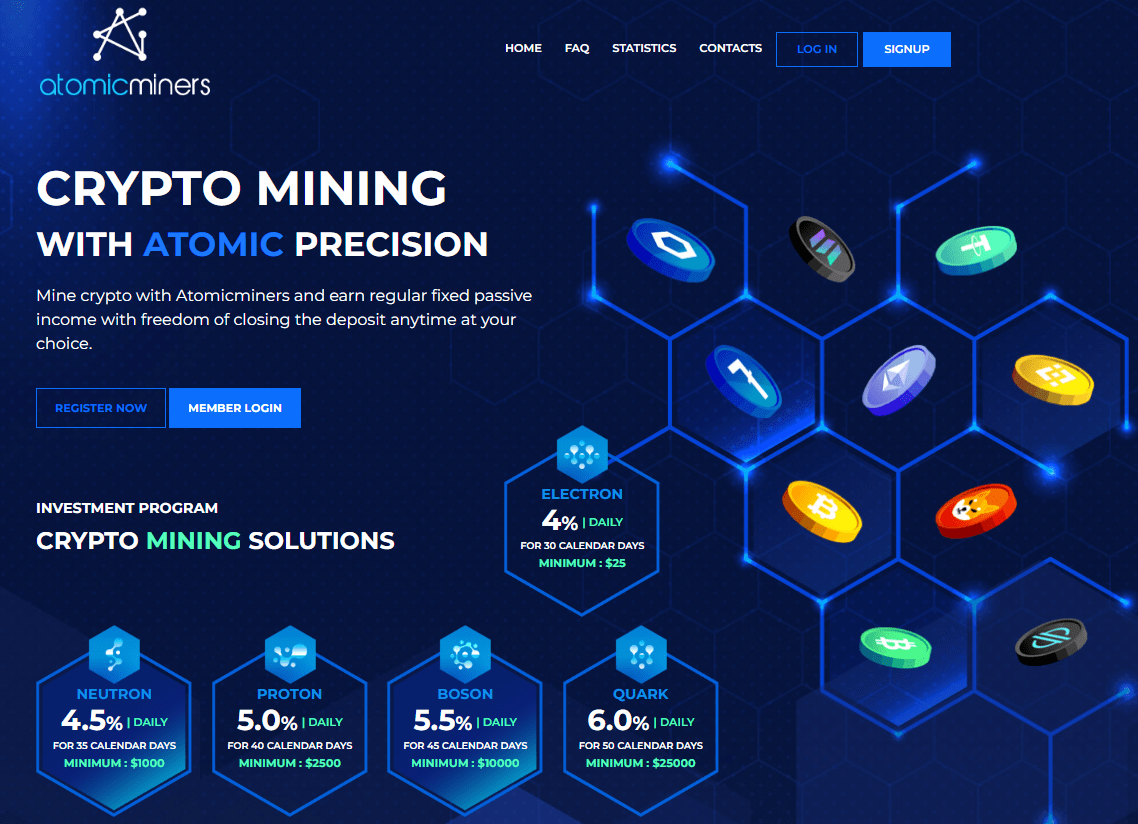 AtomicMiners - 4.0% daily for 30 days, ROI 120%;